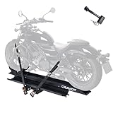 660lbs Capacity: CRAVOT motorcycle carrier is possible to hold up to 660lbs. Fitting vehicle equipped with a 2-inch receiver and accommodating dirt ebikes up to 6" wide and with a wheelbase up to 60". Enhanced Stability: With V-shaped front wheel cra...