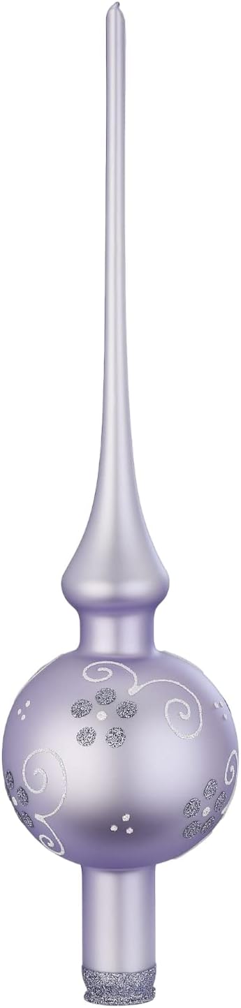 Tender Blossoms German Glass Christmas Tree Topper 11.9 Inch Purple