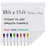 MMFB Arts & Crafts Whiteboard for Wall - 18 Foot White Board Stick On Wall Paper with Dry Erase Mark