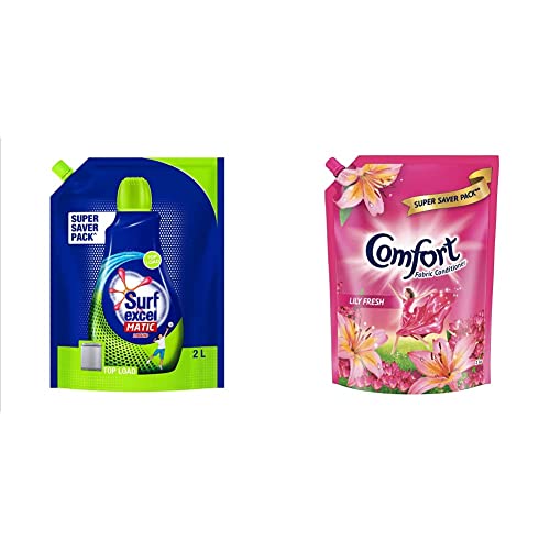 Surf Excel Top Load Matic Liquid Detergent Pouch - 2 L & After Wash Fabric Conditioner Pouch - 2 l Combo