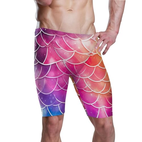 Color Mermaid Fish Scale Men's Swimsuit Swim Jammers L B0401376