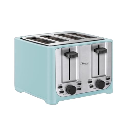 Comparison: Turquoise Toaster 3 bella 4 Slice Toaster with Auto Shut Off - Extra Wide Slots & Removable Crumb Tray and Cancel, Defrost & Reheat Function - Toast Bread & Bagel, Stainless Steel and Aqua
