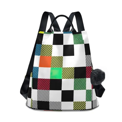 Sac à dos à carreaux noirs et blancs femme antivol fini les vols