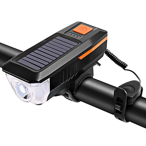 Andoer Luz solar/USB de carregamento para bicicleta Luz de sino de bicicleta para bicicleta Lanterna