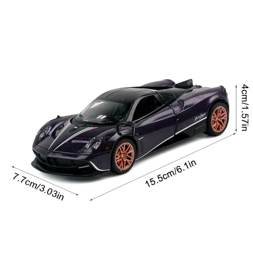 Image of 1:32 Scale Pagani Huayra Dinastia Toy Car | Metal Pullback Diecast Car for Kids with Openable Doors, Sound, Light Effects Toy for Car Enthusiasts (Color As Per Available),blue