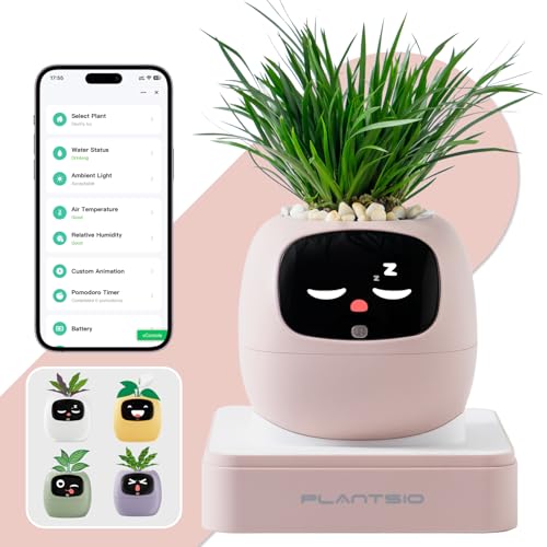 Plantsio AI Smart Pot for Plants with App Control, Self-Watering, Visual Display & 80ml Reservoir,...
