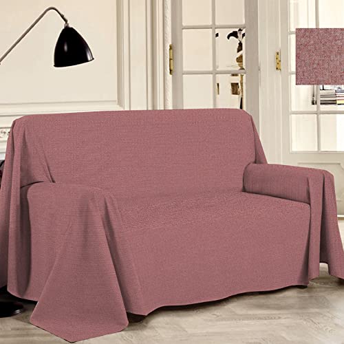 PENSIERI DELICATI Funda de Sofá 180 x 290 cm Made in Italy, Toalla 100% Algodón Puro Reciclado Teñido de Hilo, Color Unico Rojo, Ideal como Tela Decoración, Cubre Sofá, Manta Pícnic