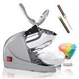 Greatrue Shaved Ice Machine, Electric 3 Blade Snow Cone Machines, 380W Ice Crusher Machine, 286 lb/hr Ice Crusher, Ice Shaving Machine for Home and Commercial (Silver)