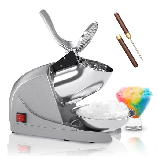 Electric Ice Crushers Machine Ice Snow Cone Maker  Professional Double Blades Stainless Steel Ice Shaver Machine for Home Commercial Use (Silver)