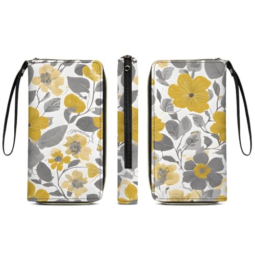 ,flowerPrint Long Wallets PU Leather Clutch Purse Card Holder Wallet, with Wristlet Zip Around Long Wallet for Women & Men3