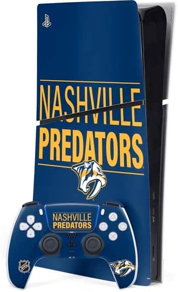 Skinit Decal Gaming Skin Compatible with PS5 Slim Digital Edition Bundle - Officially Licensed NHL Nashville Predators Black Text Design
