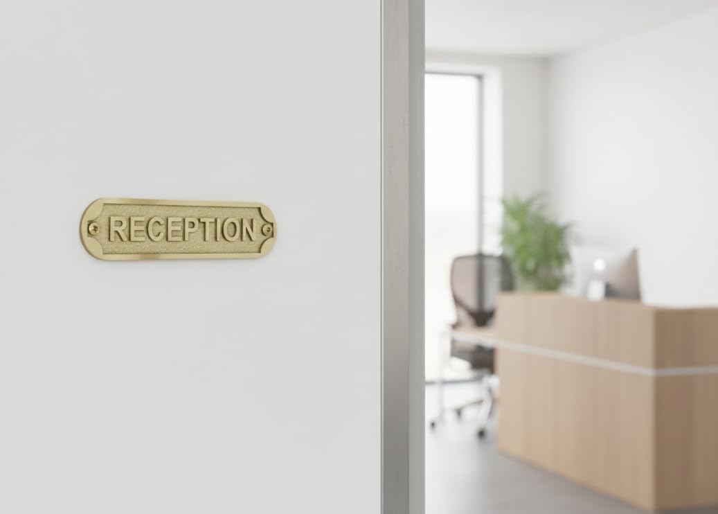 Custom Engraved Solid Brass Name Plate – Personalized Door Sign Plaque for Home, Office, Desk, Housewarming Gift – 22 x 5 cm Decorative Nameplate