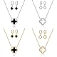 ROUGEMONT Kleeblatt Glücksbringer Schmuckset Kleeblatt Halskette +Kleeblatt Creolen Ohrhänger Trend Design Glücksbringer 925 Sterling Silber