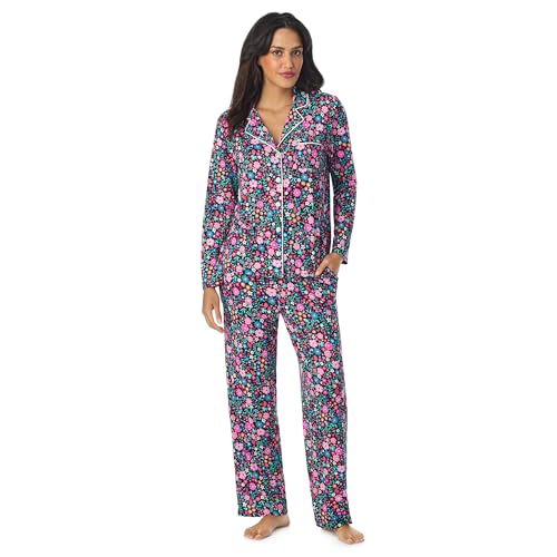 Cuddl Duds Womens 2 Piece Pajamas & Lounge Set - Cozy Soft Long Sleeve Sleepwear & Loungewear - Button Down Sleep Shirt & Long Pajama Pants with Pockets PJs Sets for Women Floral Ditsy M