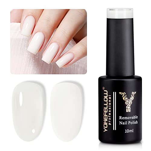 Yoke Fellow Jelly Gel Nail Polish, Milky White Nude Gel Polish For Nail Art Diy Manicure And Pedicure At Home Uv Led Cured 0.33 Fl Oz #TOP28