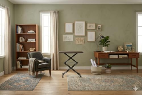 Image of Space Magic Scissor Height-Adjustable Rectangular Multi-Purpose Contemporary Plastic Folding Table (Brown, 2x1.5 ft)