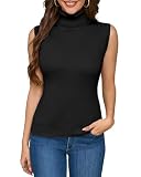ALFYRCFT Sleeveless Turtlenecks for Women Mock Turtle Neck Ribbed Knit Pullover Sweater Vest Tank Tops Casual Stretchy 2025 Black M