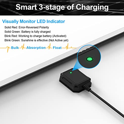 Suner Power 12V Solar Battery Charger Maintainer, Waterproof 50W Solar Trickle Charger, High Efficiency Solar Panel Kit, Built-In Intelligent Mppt Controller + Adjustable Bracket + Sae Cable Kits #TOP2
