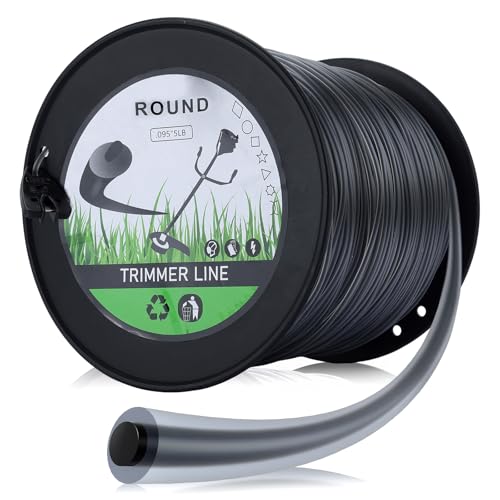 Hipa 5 Pound 0.095 Inch Heavy Duty Round Trimmer Line Weed Eater String