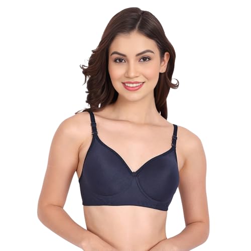 Image of Padded Everyday Bra for Women - Made of Pure Cotton Full Coverage Non Wired Seamless Pushup Soft Cup for T-Shirt Saree Dress Sports Garment for Daily Use Everyday