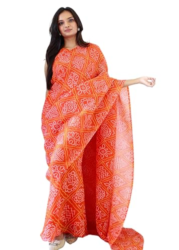 Sari musulman en georgette douce avec imprimé bandhej et son chemisier assorti modèle 7371