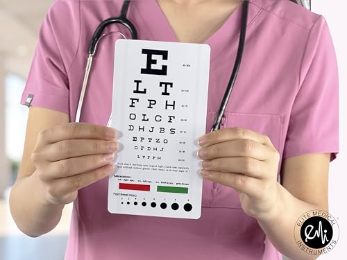 Image of Elite Medical Instruments USA Snellen Pocket Eye Chart - Compact 7.5 inchx4 inch Design for 6-Foot Eye Exams, Ideal for Portable Vision Testing - EC-PSN (Pack of 2)