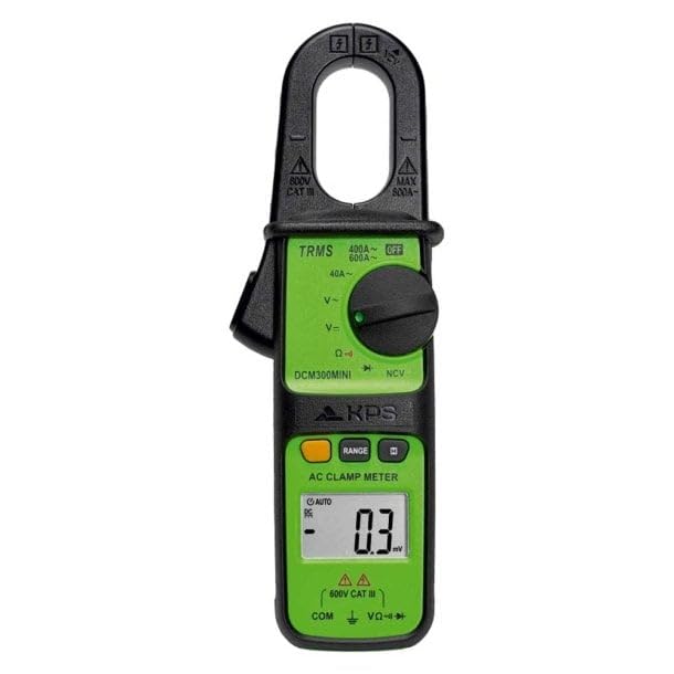 KPS 788913 - Pinza amperimétrica profesional AC/DC 600 A TRMS y NCV, DCM350 Mini, negro/verde