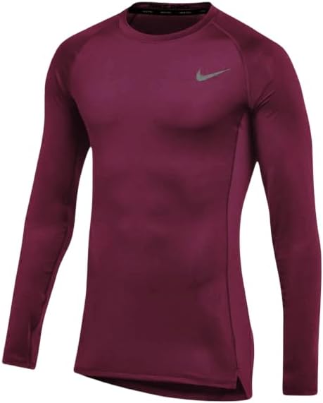 Nike Mens Pro Fitted Long Sleeve Training Tee Dark Maroon Medium