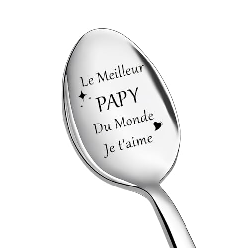 Idee Cadeau Papy Cadeau Papi - Cucchiaio da caffè, tè in acciaio inox, regalo di compleanno, nonno, regali di Natale, papà, regalo in pensione, per nonno, nonno, regalo