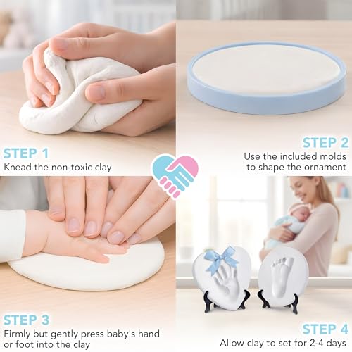Casting Keepsakes Baby Handprint Ornament Making Kit (Includes Paint Set) Ornament Making Kit for Kids - Baby Hand and Footprint Clay