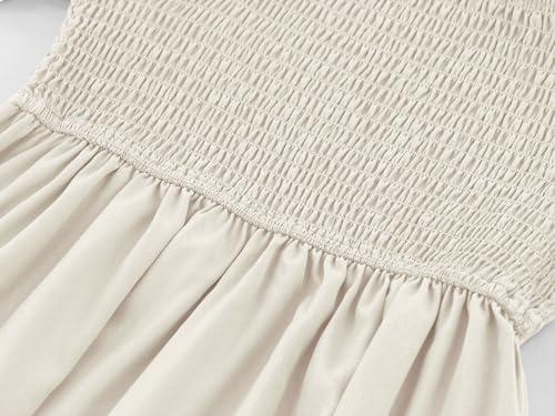 Girls Square Neck Dress Ruffled Puff Sleeve Smocked A Line Dresses 3-14 Years4