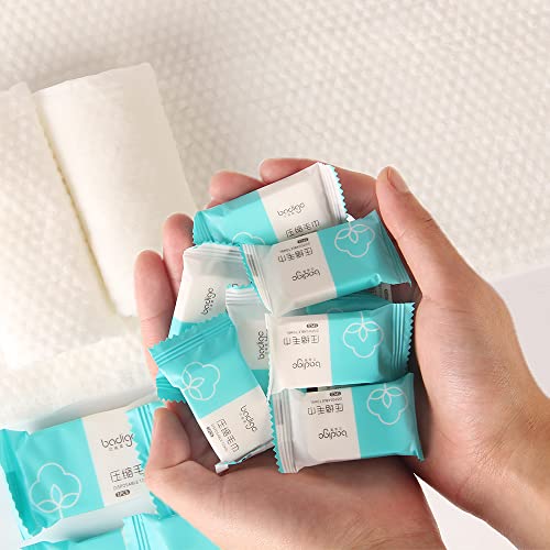 MODODOU Thickened Compressed Towels Portable Disposable Towels Facial Towels Camping Portable Washcloth for Travel Camping Hiking Hotel Outdoors Soft Durable Reusable Thicker Style,100%Cotton 60PCS