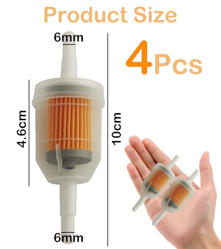 TAKONE 4 Stück 6mm Benzinfilter Motorrad Moped Rasenmäher – Hochwertiger Kraftstofffilter mit Magnet, Transparentem Gehäuse – Universell, Langlebig, Sichtbar für einfache Wartung