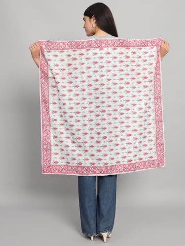 Image of Ravaiyaa - Attitude is everything Sanganer Hand Block Printed Scarves Pure Cotton Scarf Square Hijab Dupatta 40 inch X 40 inch Inch