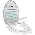 Elongated Toilet Seat with Toddler Seat Built In, Slow Close for Both Child & Adult Seats, Potty Training Seat, No Wiggle and Easy to Install, Detachable Toddler Seat for Longterm Usage, White