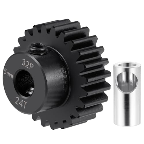 BRKRC Steel 32P 5mm Pinion Gear 11T-24T Motor Gears for 1/5 1/6 1/8 1/10 1/14 1/16 1/18 RC Buggy Monster Truck Drift Car Off-Road Crawler Parts (24T)