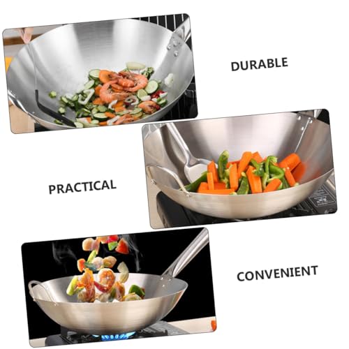 Wok de acero inoxidable para uso doméstico, antiadherente miniatura 6