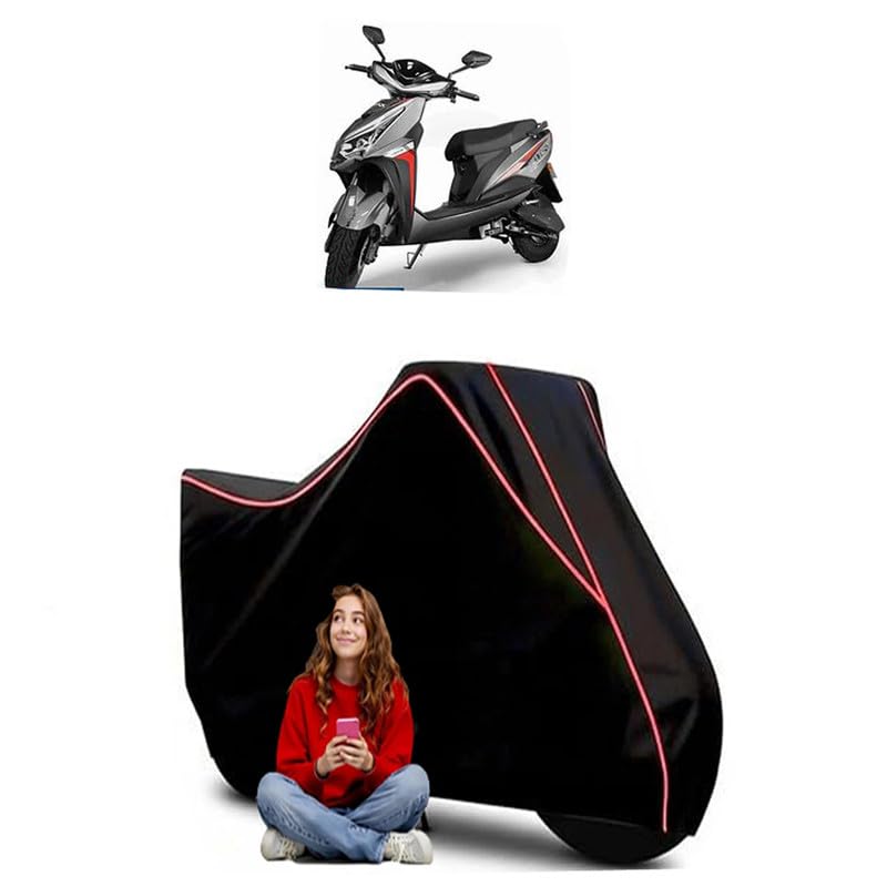 Image of Yo Drift DX Plus Scooty Bike Cover Water Resistant Outdoor Use Universal Fit Scooters Motorcycles Heavy Duty UV Protection Dust Rain Scratch Resistant Elastic Bottom Black Blue Piping