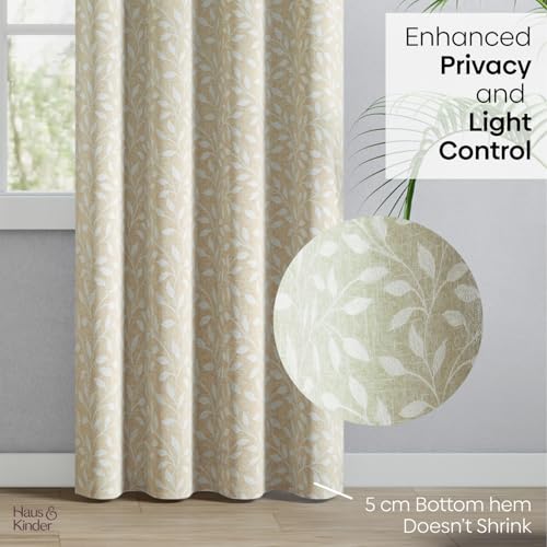 Image of haus & kinder Printed Jacquard Door Curtain 7 Feet Long Pack of 1 Door Curtain, 7 Feet Curtain for Door (Silkan Branch, Blush Nature Design 130x213 CM)