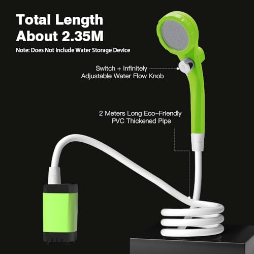 Ducha portátil recargable para camping, bomba de ducha para campamento RV con pantalla digital inteligente y kit ajustable para exterior miniatura 7
