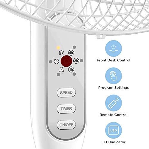 PELONIS 16'' Pedestal Fan for Bedoom, Remote, Standing Fan with 7-Hour Timer, 90° Oscillation, 3-Speeds, Adjustable Height, Electric Cooling Fans for Living Room and Office by PELONIS - Image 7