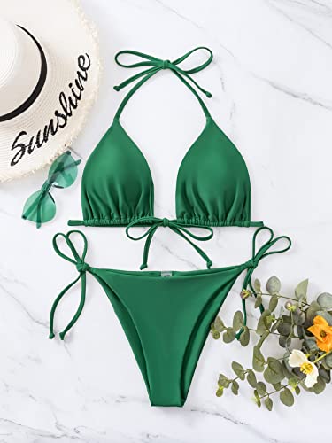 Image of Bikinis Swimsuit Set for Women Swimwear Triangle Bathing Suit Tie String Thong