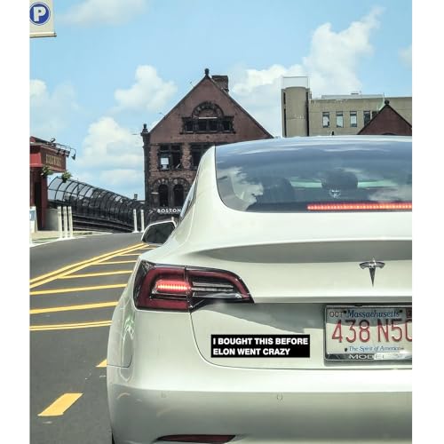 Image of I Bought This Before We Knew Elon was Went Crazy Car Bumper Sticker Decals, Anti Elon Sticker for Tesla Owner Regret Accessories Elon Musk - Funny Bumper Sticker for Model X Y 3 S