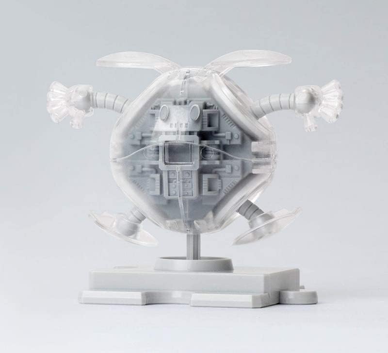 Assembled clear Haro model standing on a display base, revealing internal mechanisms.