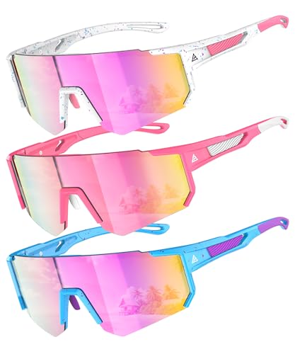 Image of Kids Sunglasses Youth Baseball Softball Sunglasses for Girls Boys Age 4-14 UV Protection Sports Kids 3 Pack