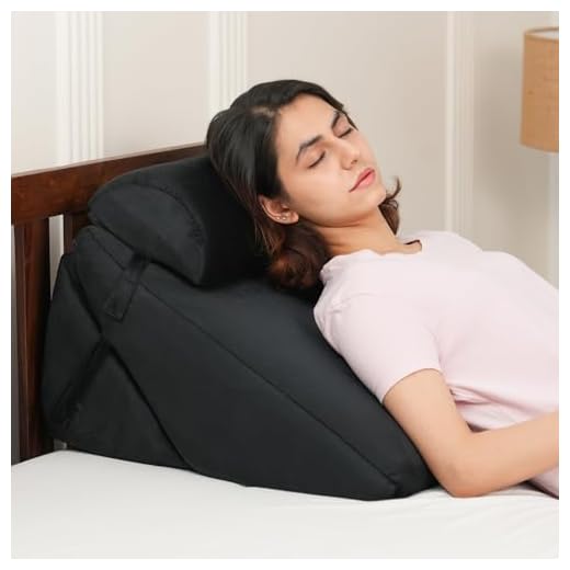 Amazon Basics Orthopedic Adjustable Wedge Pillow-Memory Foam with Head Rest-Back Support for Bed, Leg Elevation, Acid Reflux, GERD, Snoring |6 Months Warranty-Soft Washable Cover-Black,22 x 22 x 12 in