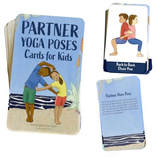 Partner Yoga Poses Cards for Kids & Toddlers, for Classroom, Social Skills Activities, Family Meditation Yoga Cards, PE Games, Mindfulness Tools, Brain Breaks, Breathing Exercise, or Play Therapy