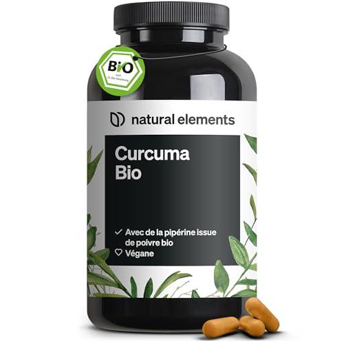 Curcuma Bio avec du poivre noir – 240 gélules – 2 900 mg de curcuma bio par dose journalière – avec de la curcumine et de la pipérine – hautement dosé, végane – contrôlés en laboratoire