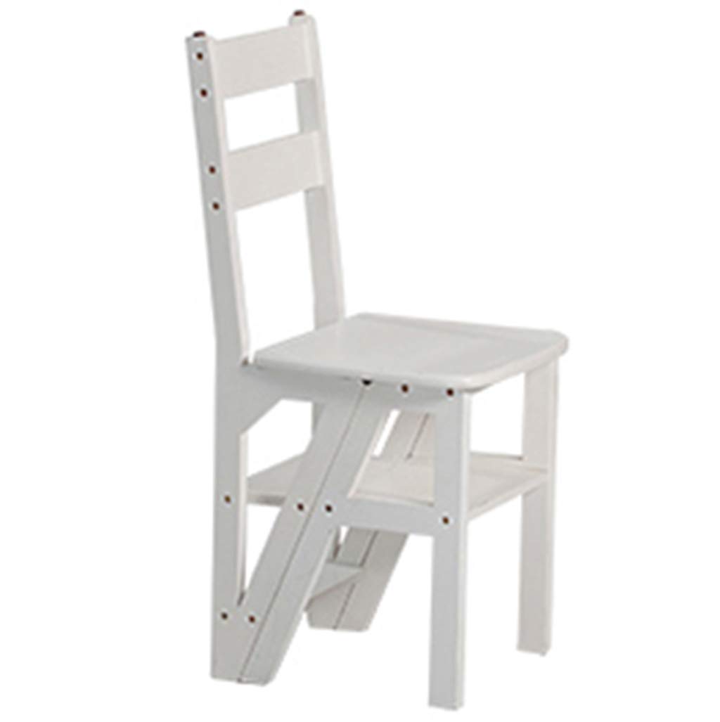 Escalera de estantería plegable de 4 capas CHEWYNP con pedal ancho y banco portátil