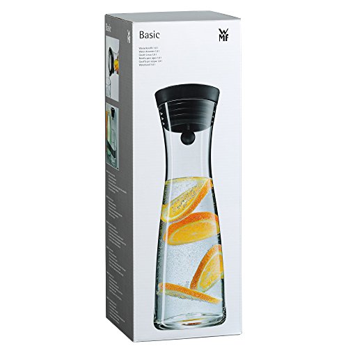 Miniatura 6 de WMF Basic - Jarra de agua de vidrio 1 litro, jarra de vidrio con tapa de silicona, cierre CloseUp, Negra